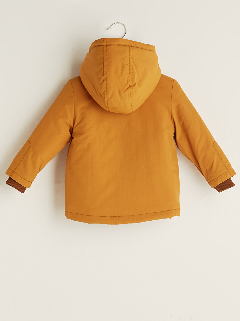 Sarı Kapüşonlu Uzun Kol Erkek Bebek Fermuarlı Mont-1