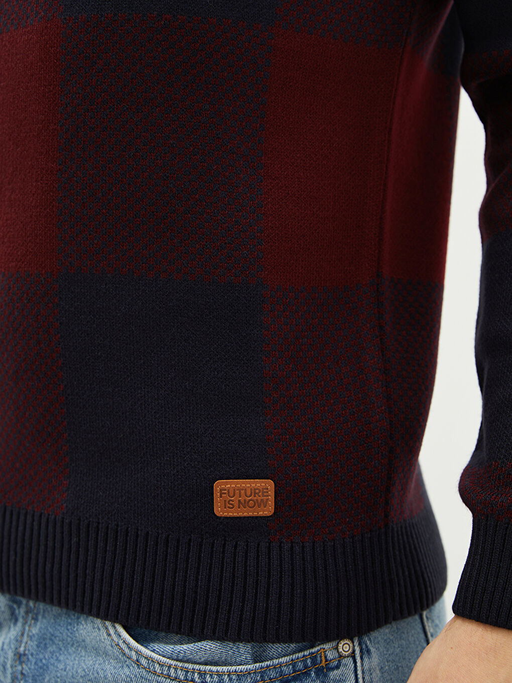 Светр чоловічий з круглим вирізом горловини, довгим рукавом, колор-блок, трикотажний-3