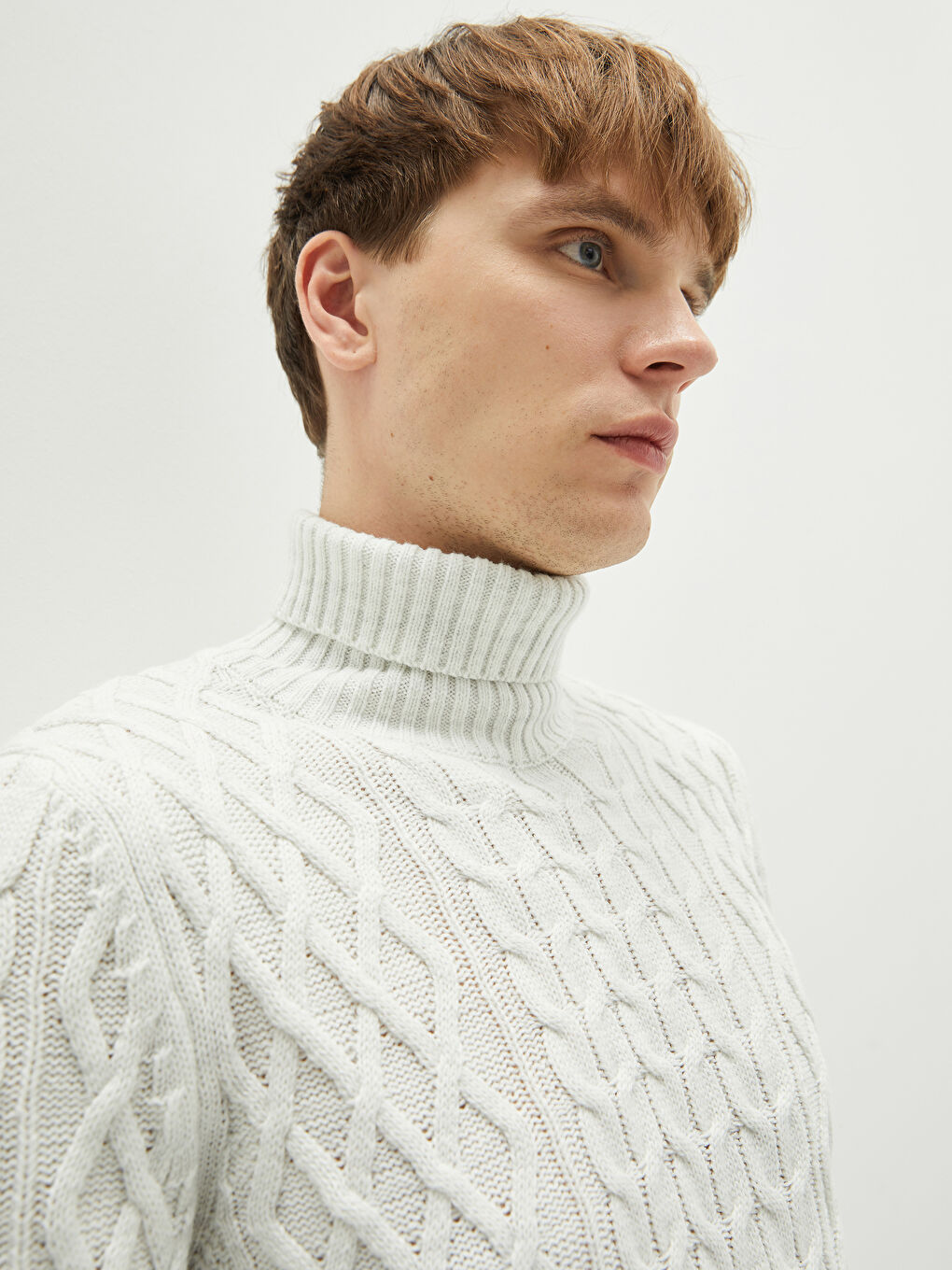 Pull-over Épais à Col roulé Manches longues pour Hommes en Tricot