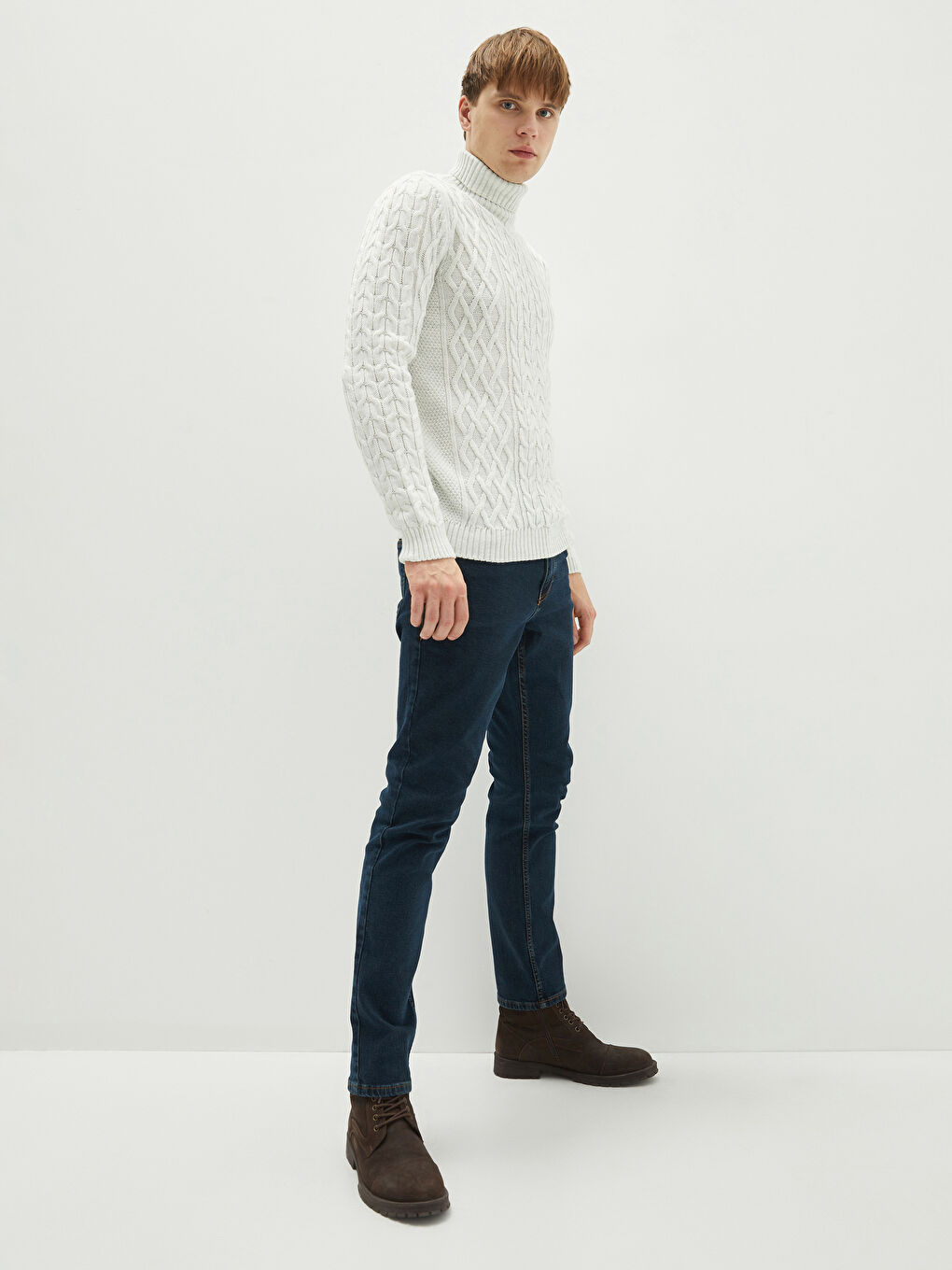 Pull-over Épais à Col roulé Manches longues pour Hommes en Tricot-2