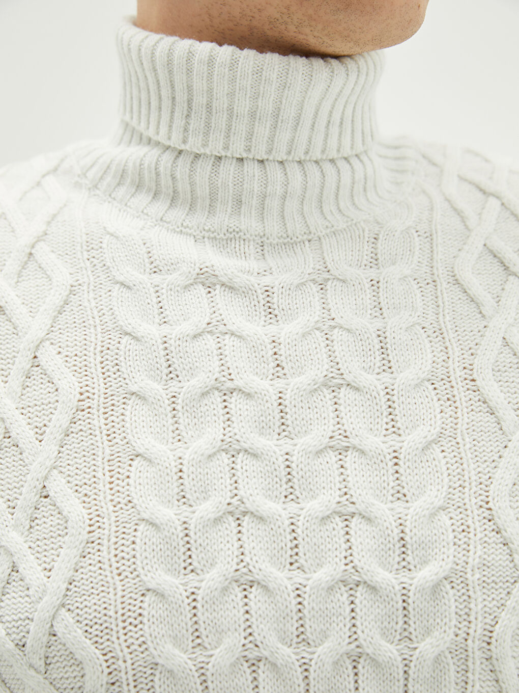 Pull-over Épais à Col roulé Manches longues pour Hommes en Tricot-3