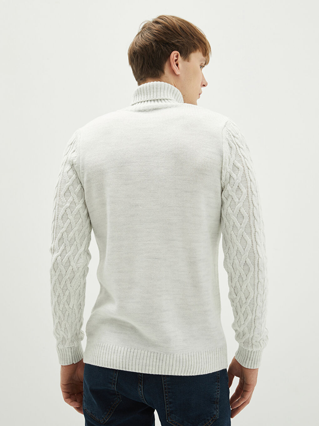 Pull-over Épais à Col roulé Manches longues pour Hommes en Tricot-4