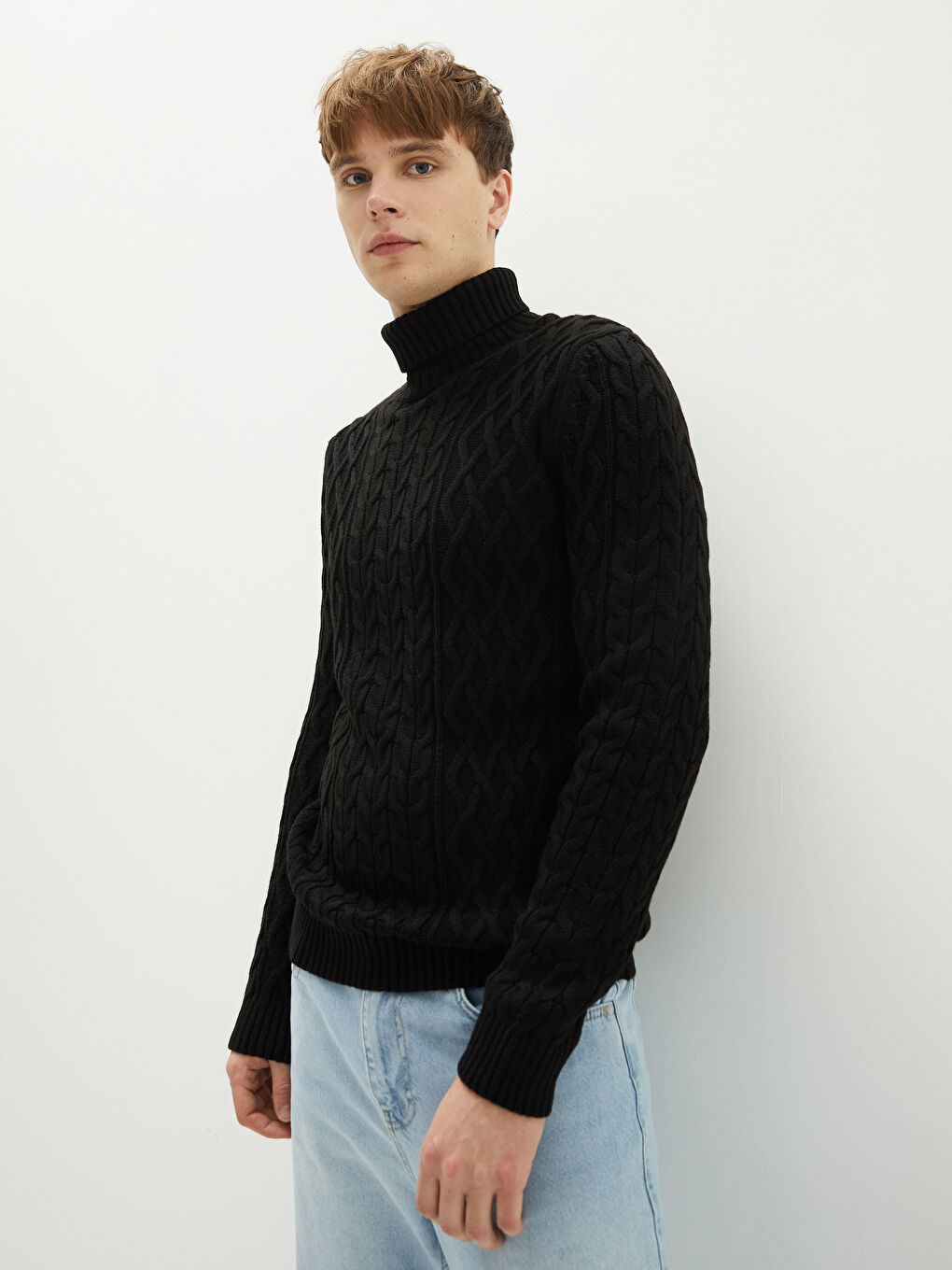 Turtleneck Long Sleeve Thick Men's Tricot Sweater