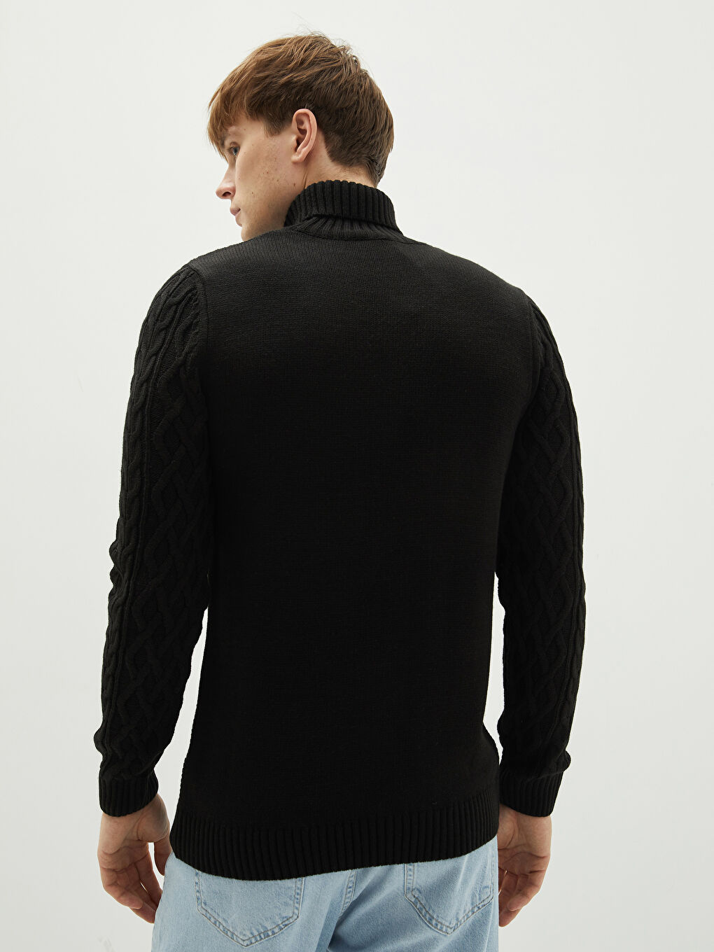 Turtleneck Long Sleeve Thick Men's Tricot Sweater-4