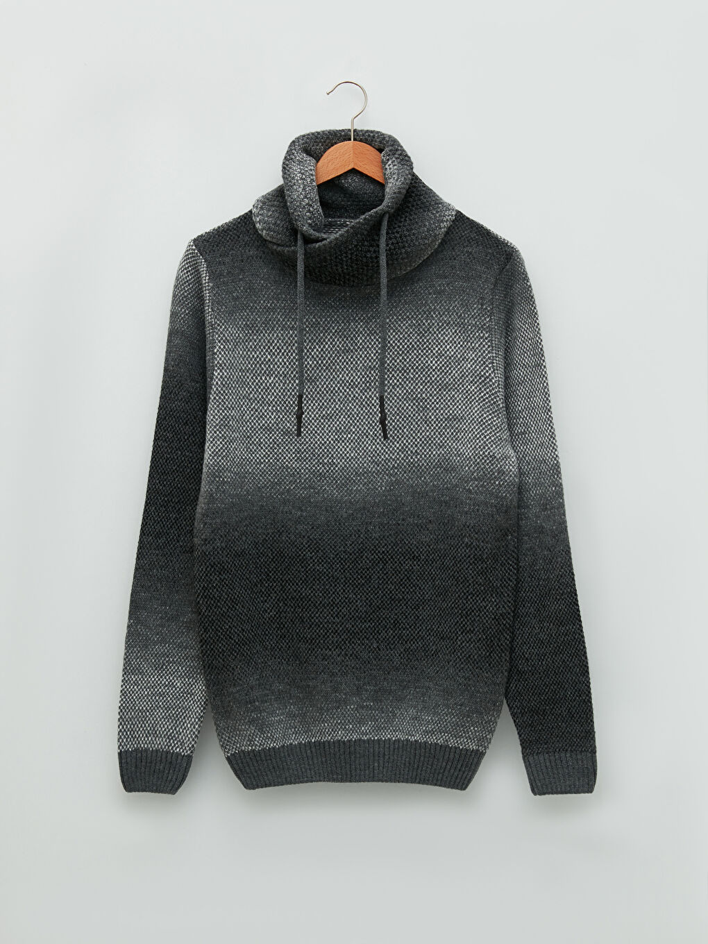 Antrasit Keşiş Yaka Uzun Kollu Erkek Triko Kazak-5