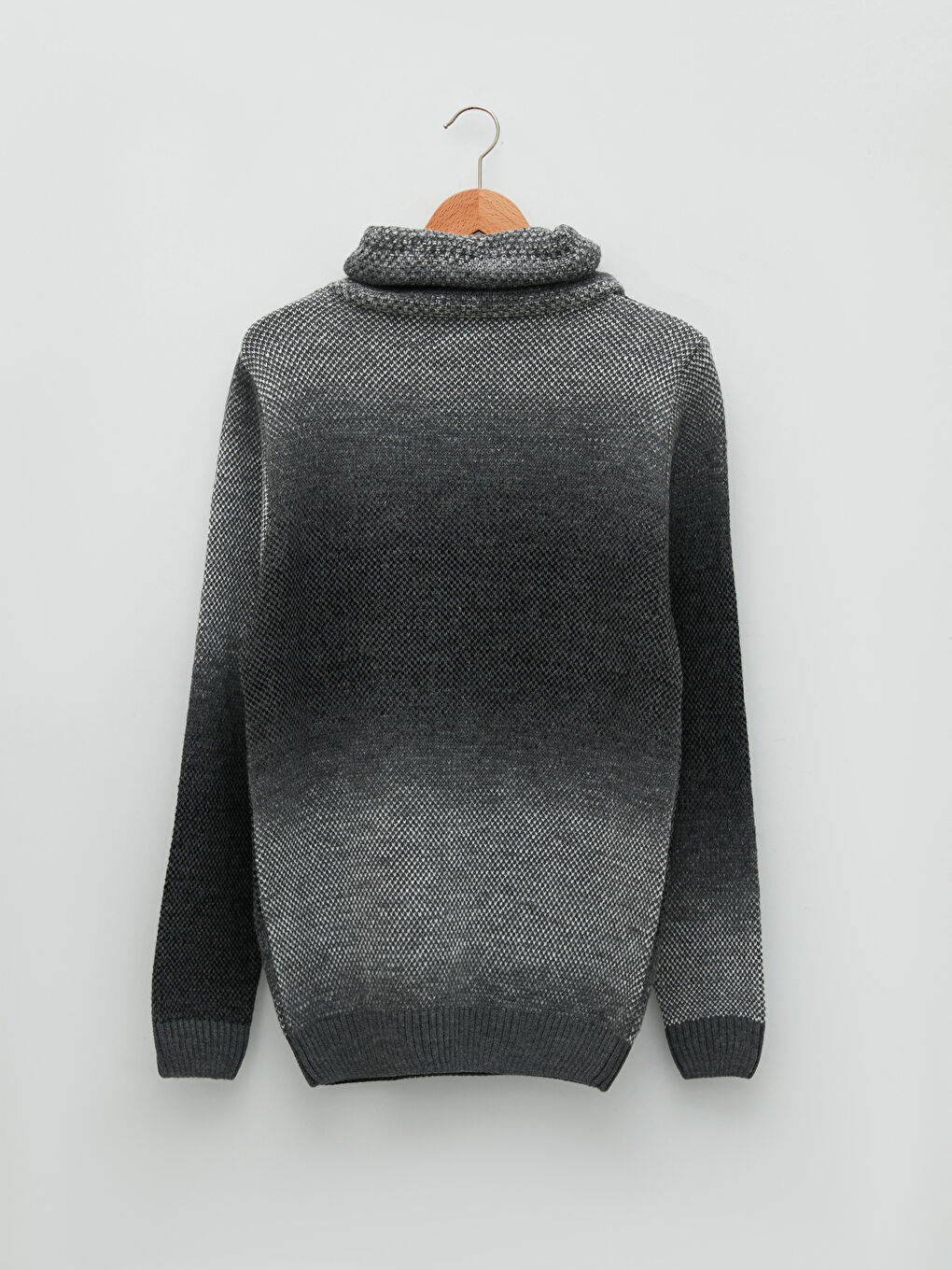 Antrasit Keşiş Yaka Uzun Kollu Erkek Triko Kazak-6