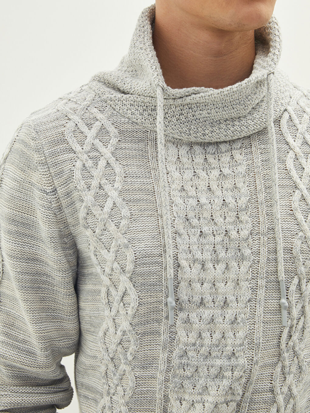 Светр з воронкоподібним коміром, довгим рукавом, для чоловіків, трикотажний-3