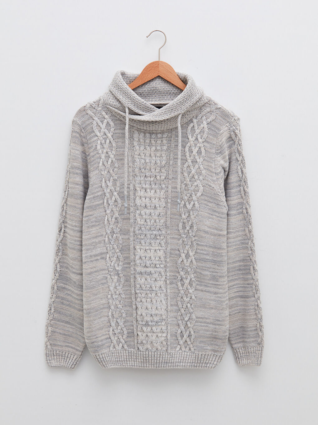 Светр з воронкоподібним коміром, довгим рукавом, для чоловіків, трикотажний-5