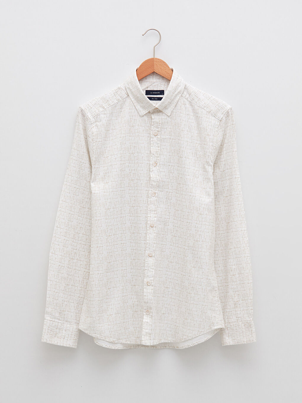 Bej Slim Fit Uzun Kollu Oxford Erkek Gömlek-5