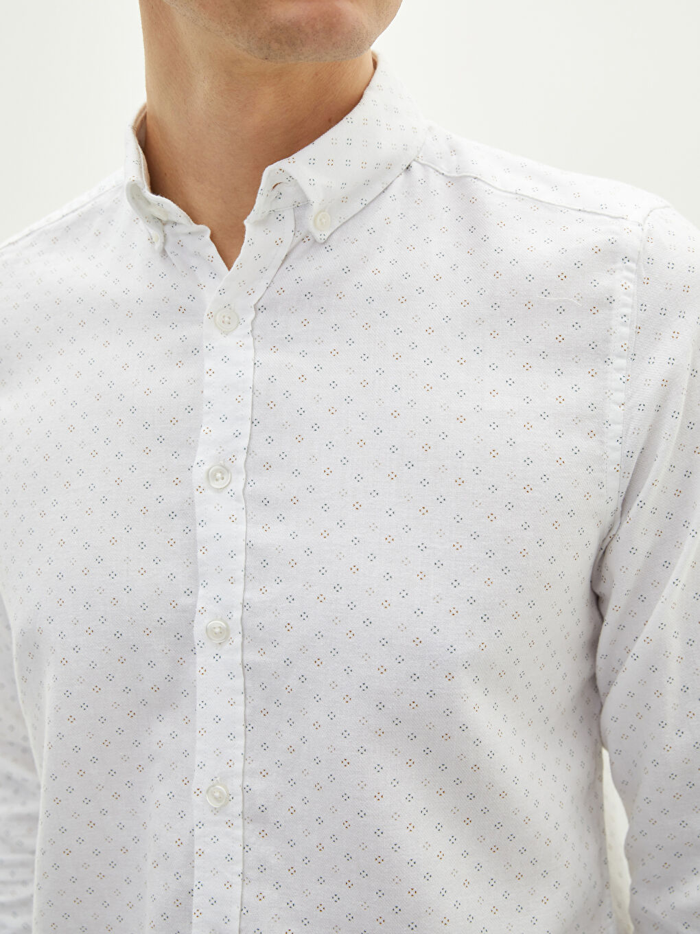 Slim Fit Patterned Long Sleeve Gabardine Men's Shirt-3