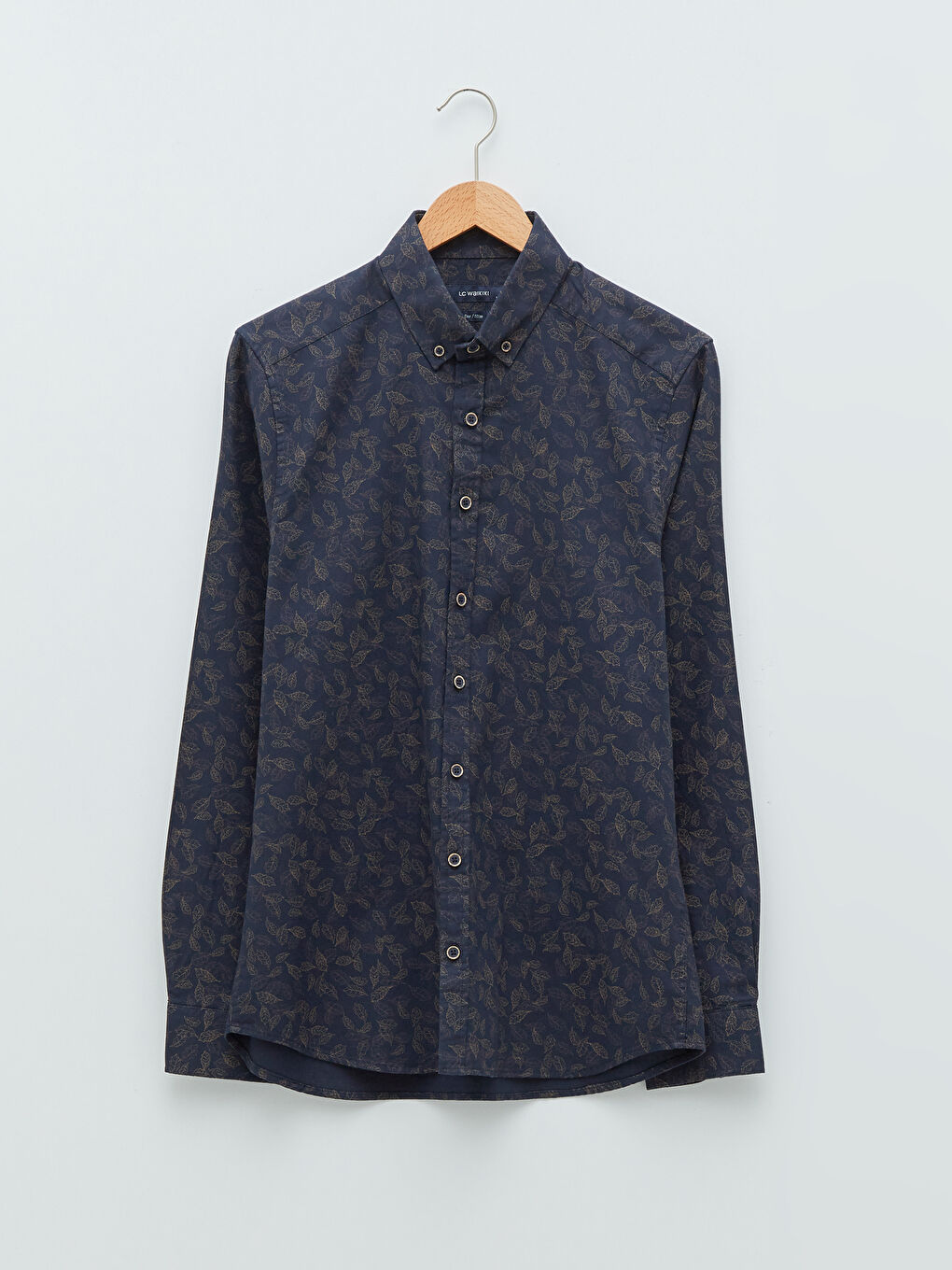 قميص رجالي بقصة ضيقة وأكمام طويلة ونقشة-5