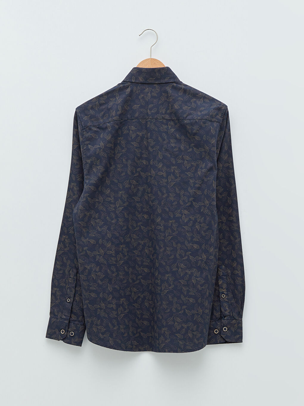 قميص رجالي بقصة ضيقة وأكمام طويلة ونقشة-6