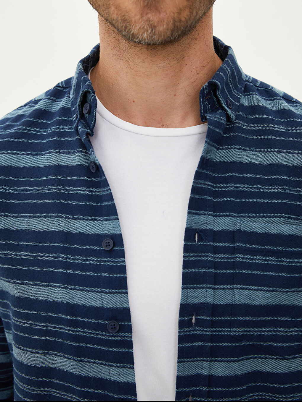 Yeşil Regular Fit Uzun Kollu Çizgili Erkek Gömlek-3