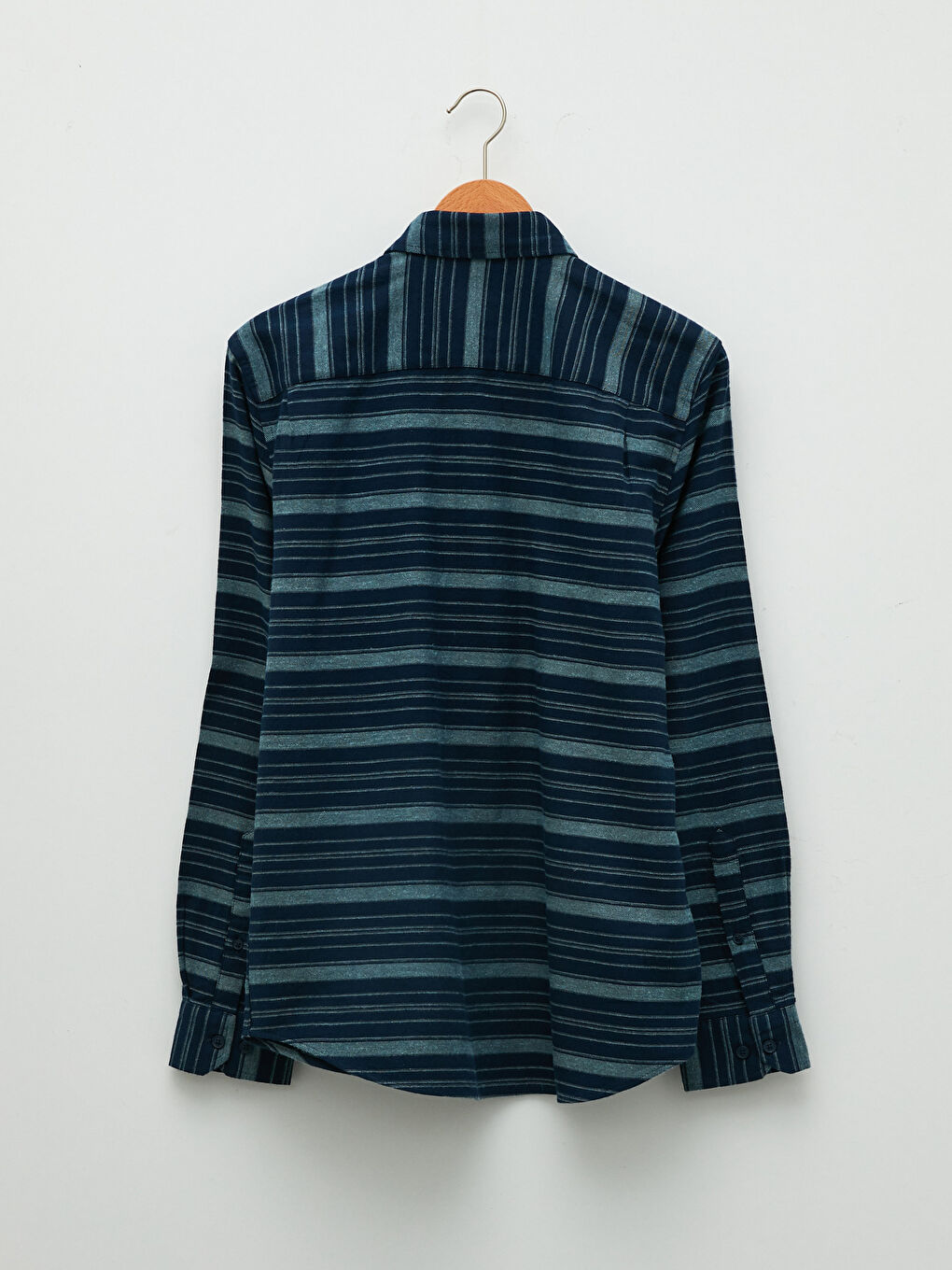 Yeşil Regular Fit Uzun Kollu Çizgili Erkek Gömlek-6