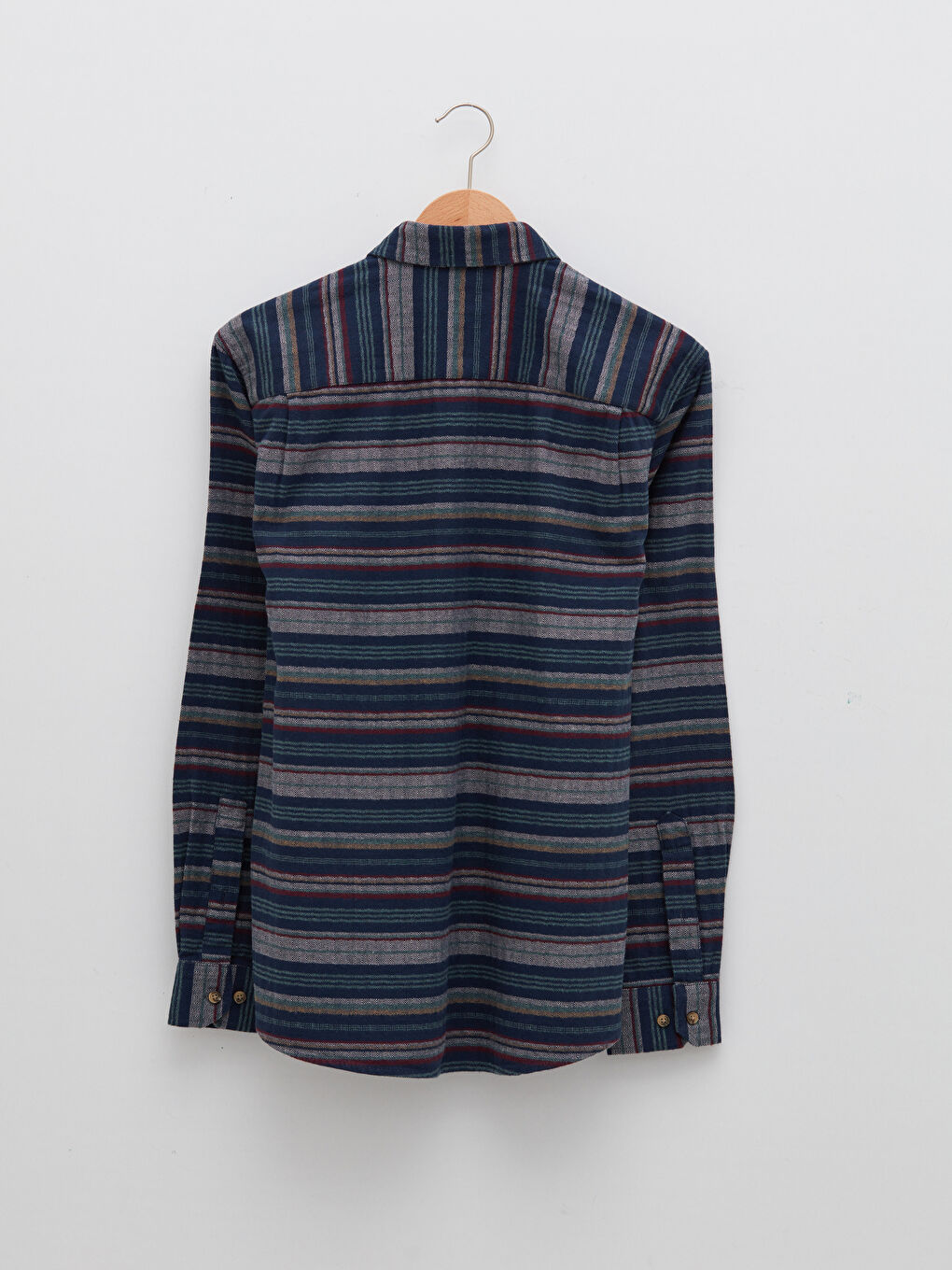 Lacivert Regular Fit Uzun Kollu Çizgili Erkek Oduncu Gömlek-6