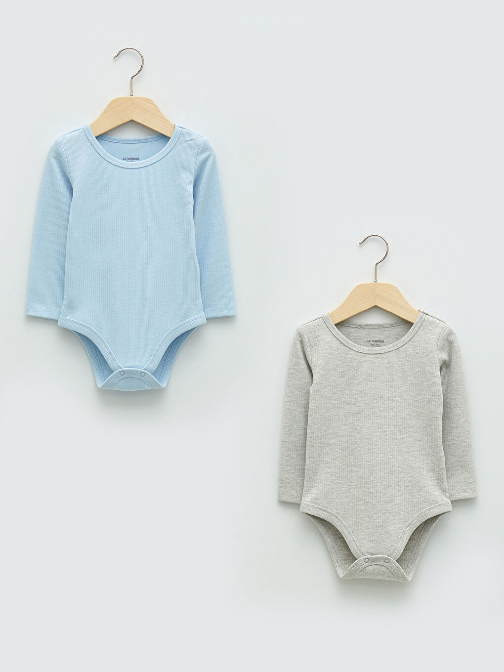 Mavi Bisiklet Yaka Uzun Kollu Basic Erkek Bebek Çıtçıtlı Bodysuit 2'li