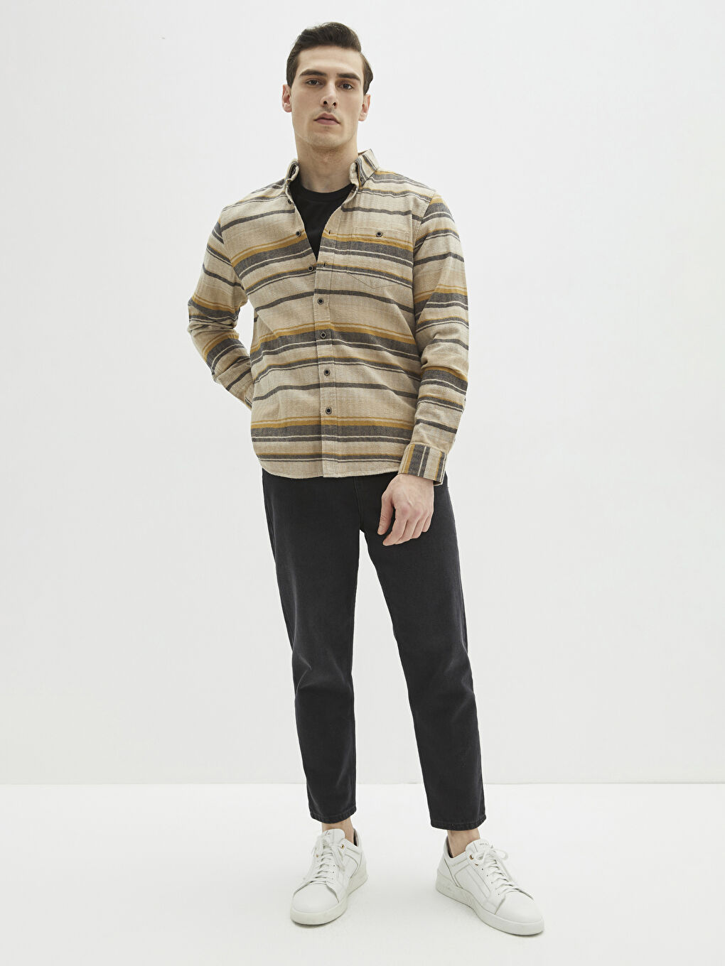 Мужчины Бежевый Верхняя рубашка-2