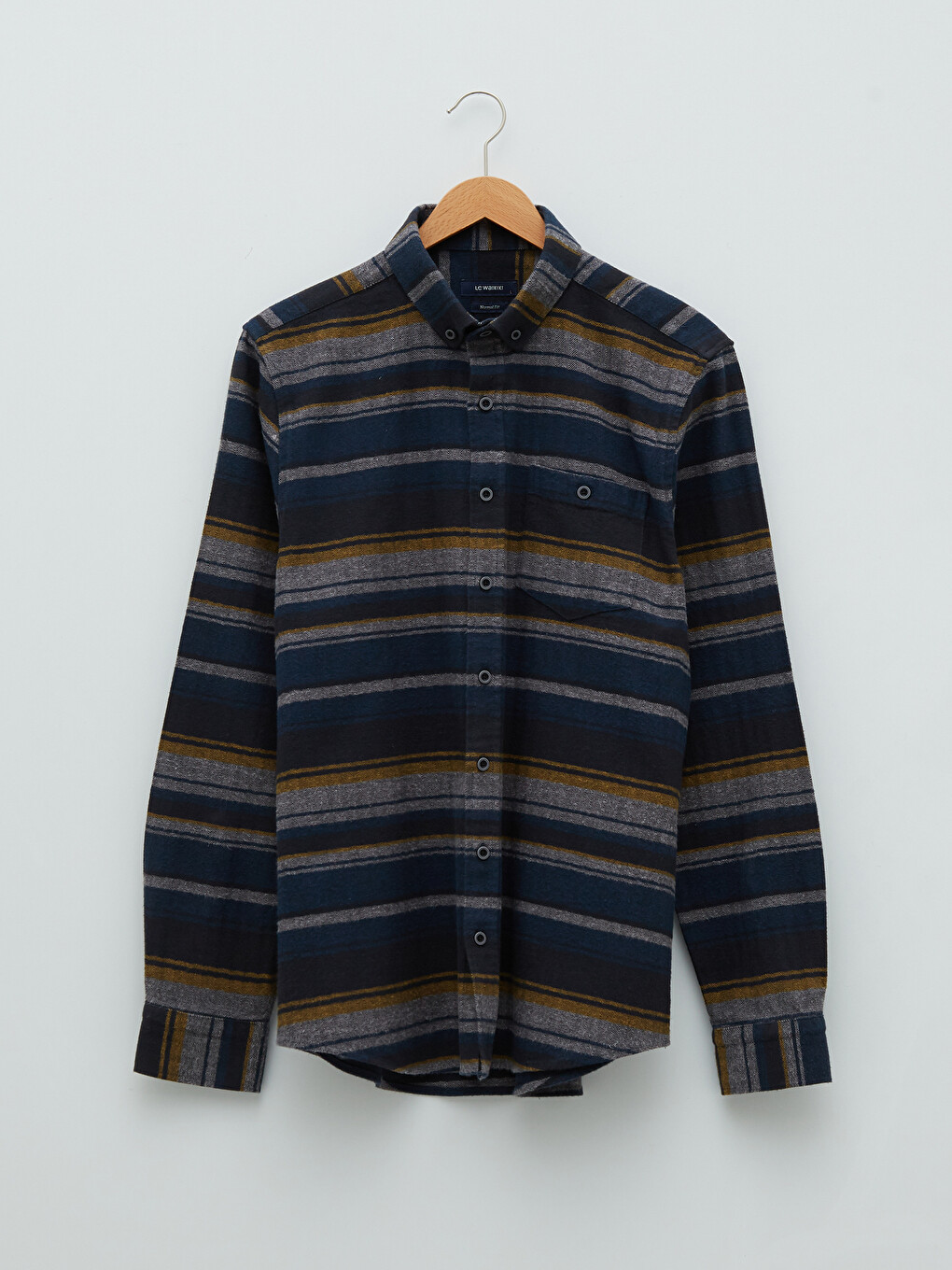 Regular Fit Long Sleeve Striped Men's Flannel Shirt Jacket-5