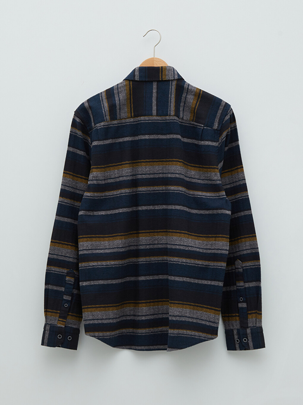 Regular Fit Long Sleeve Striped Men's Flannel Shirt Jacket-6