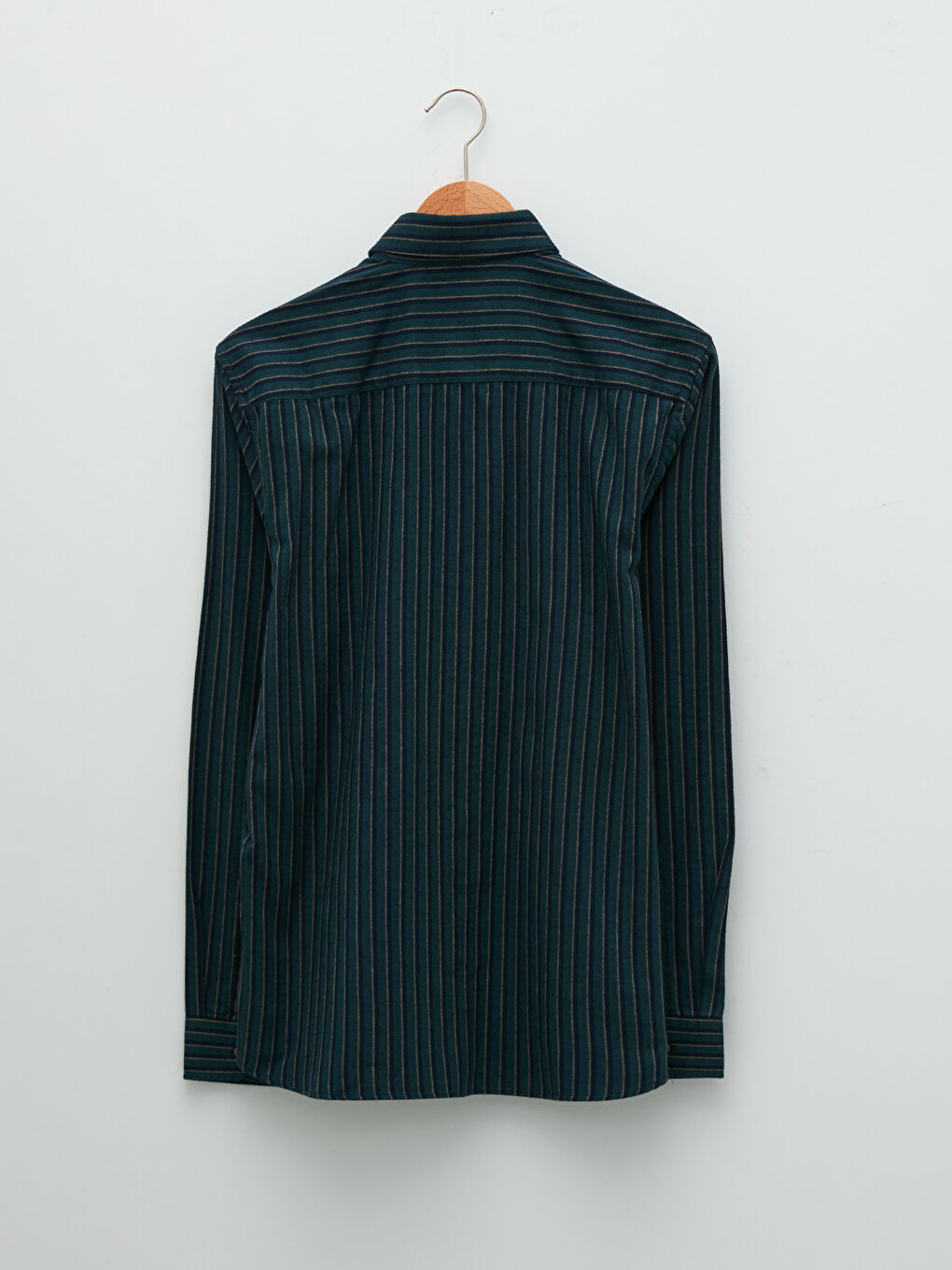 Slim Fit Long Sleeve Striped Twill Men's Shirt-6
