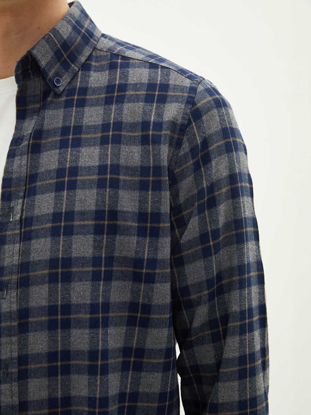 LCWAIKIKI Classic Slim Fit Long Sleeve Plaid Twill Men's