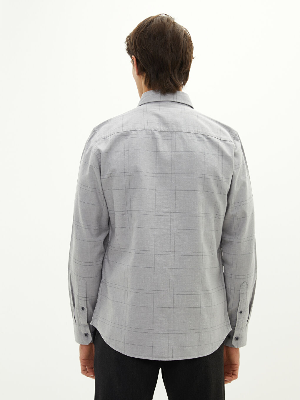 Slim Fit Long Sleeve Plaid Men's Shirt-4