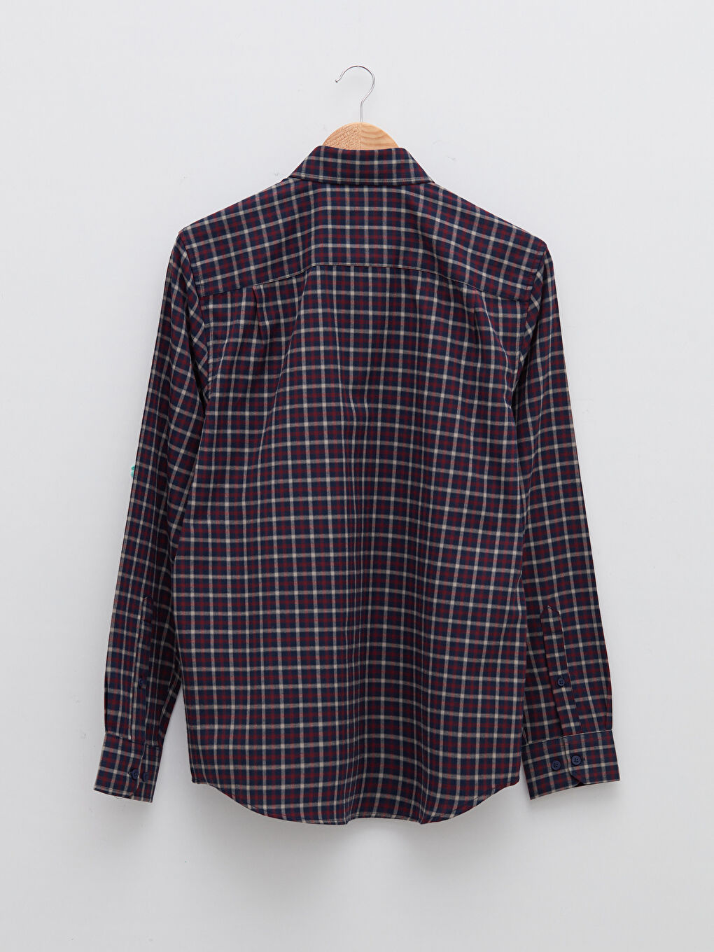 Bordo Regular Fit Uzun Kollu Ekose Erkek Gömlek-5