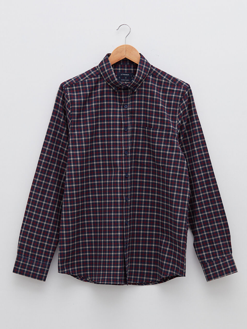 Bordo Regular Fit Uzun Kollu Ekose Erkek Gömlek-6