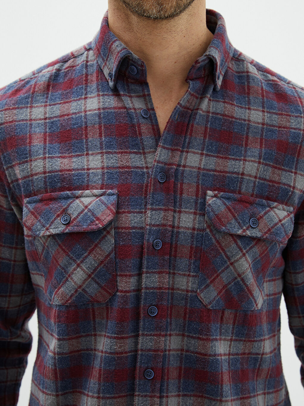 Veste Chemise en Flanelle Écossaise à Manches Longues Coupe Régulière pour Hommes-3