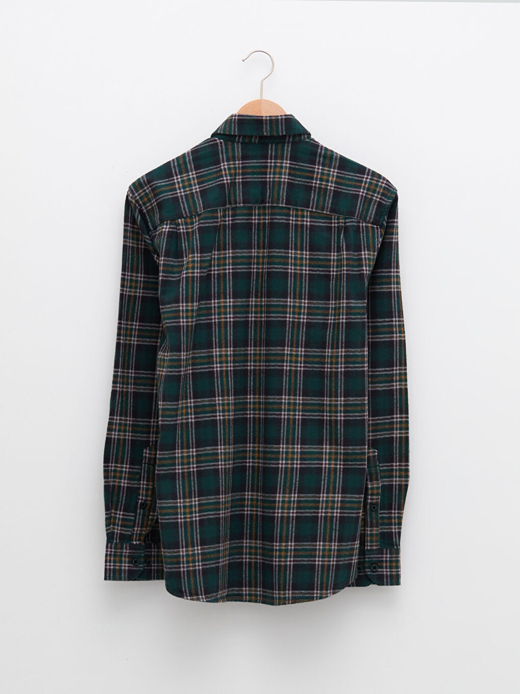 Regular Fit Long Sleeve Plaid Men's Flannel Shirt-6