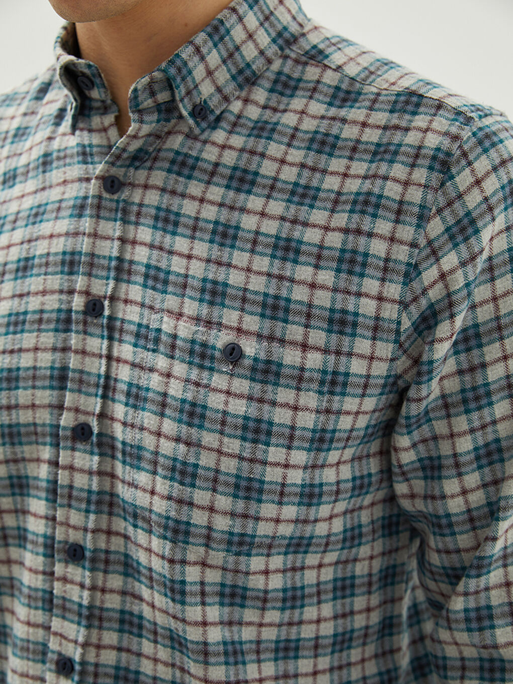 LCWAIKIKI Classic Regular Fit Uzun Kollu Ekose Erkek Gömlek -W18111Z8-LMK