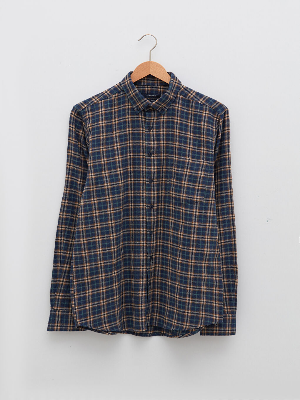 Lacivert Regular Fit Uzun Kollu Ekose Erkek Gömlek-5