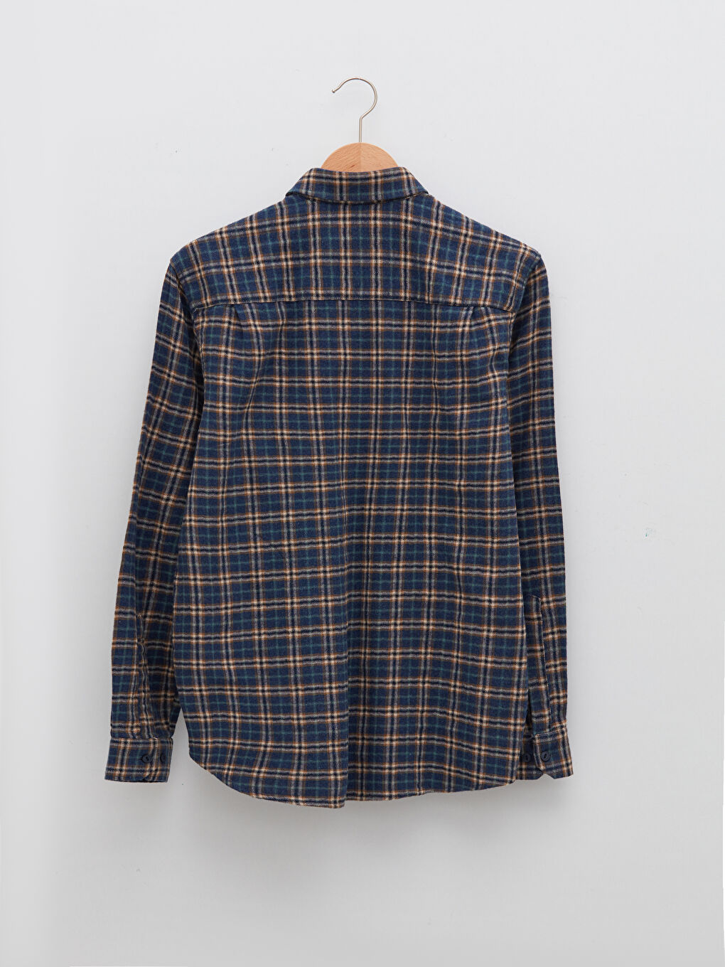 Lacivert Regular Fit Uzun Kollu Ekose Erkek Gömlek-6