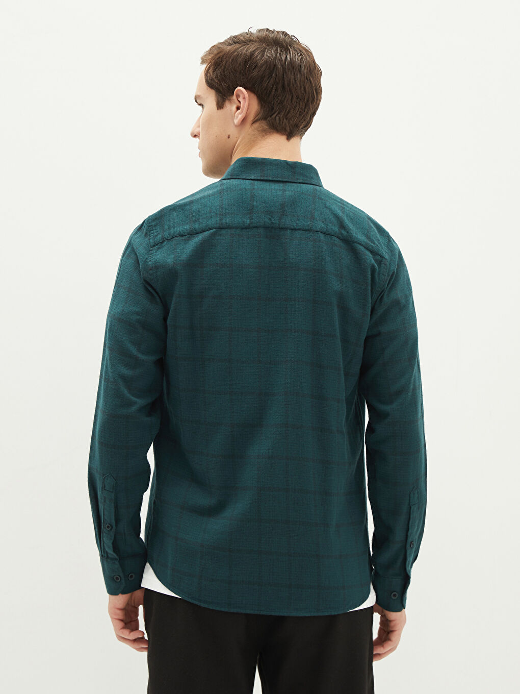 LCWAIKIKI Classic Slim Fit Long Sleeve Plaid Twill Men's