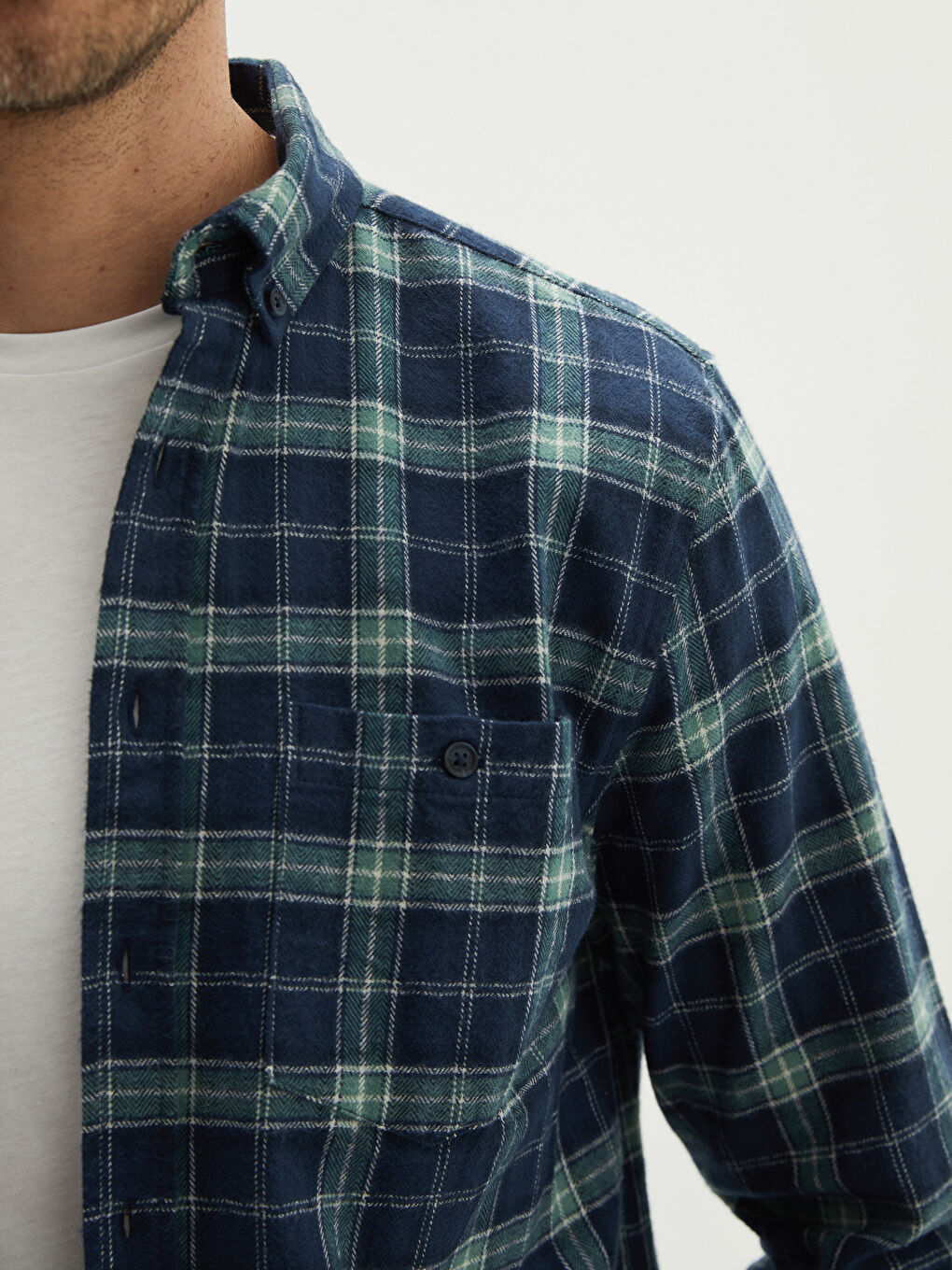 Regular Fit Long Sleeve Plaid Men's Flannel Shirt-3