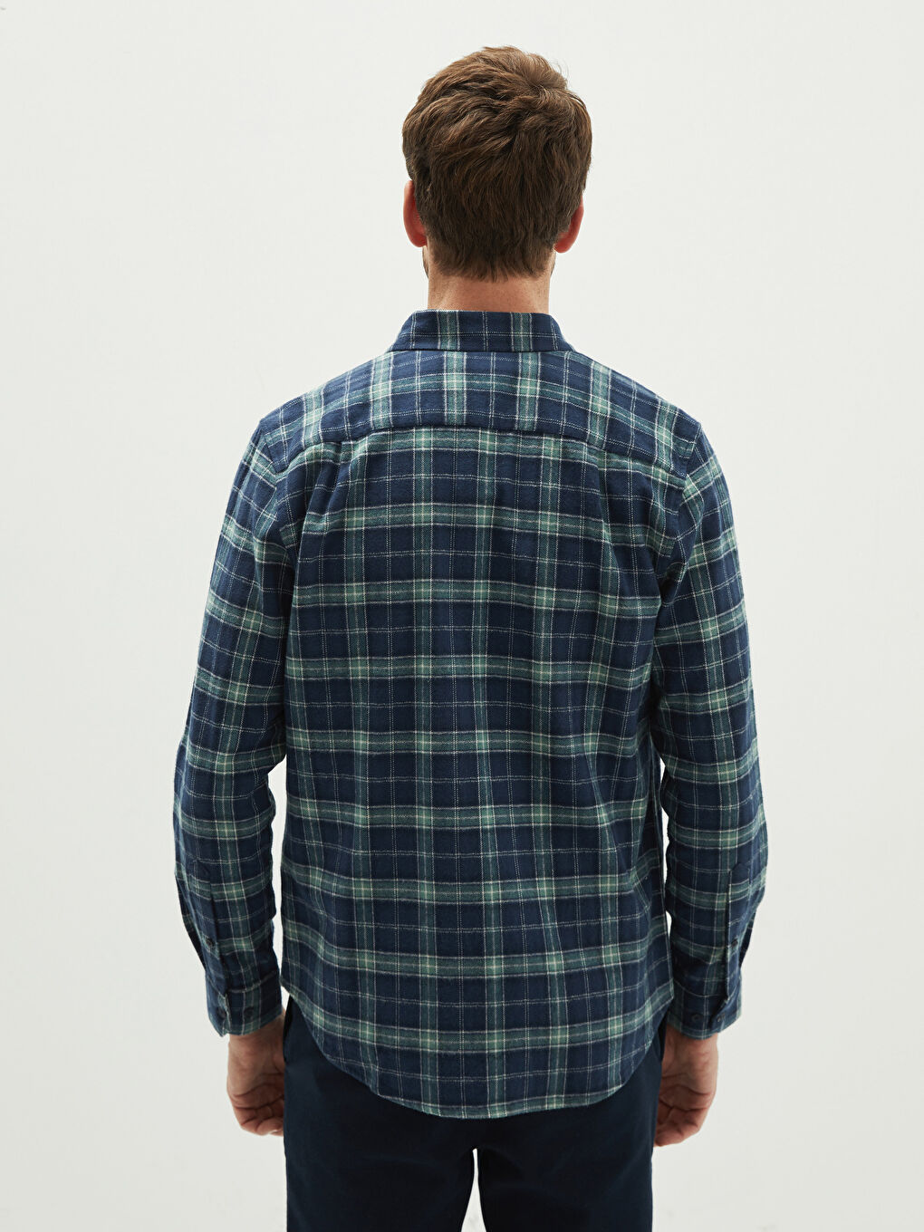 Regular Fit Long Sleeve Plaid Men's Flannel Shirt-4