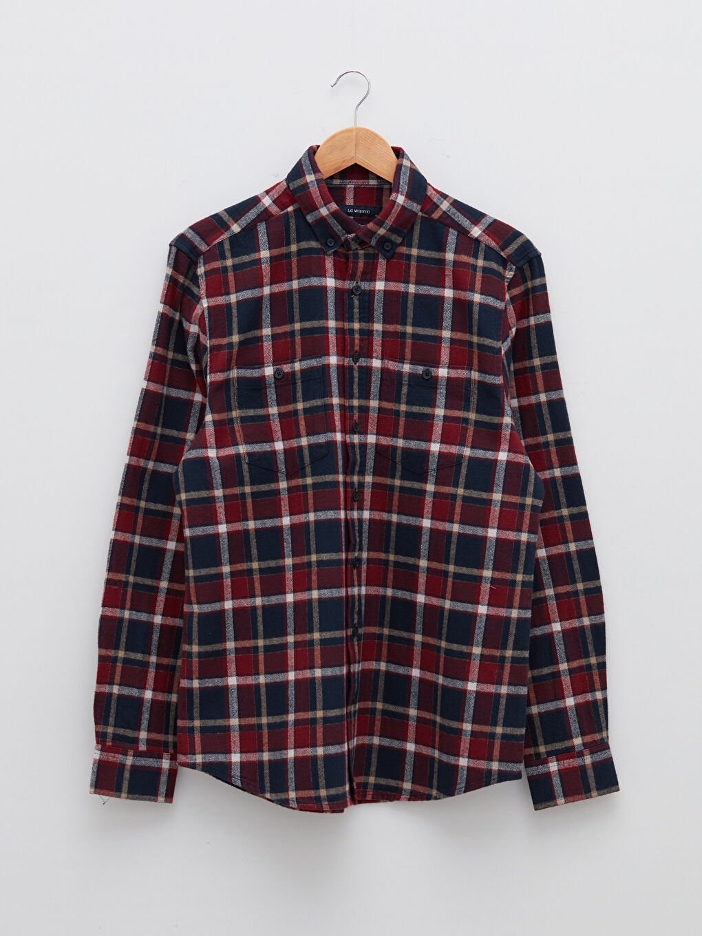 Regular Fit Long Sleeve Plaid Men's Flannel Shirt-5
