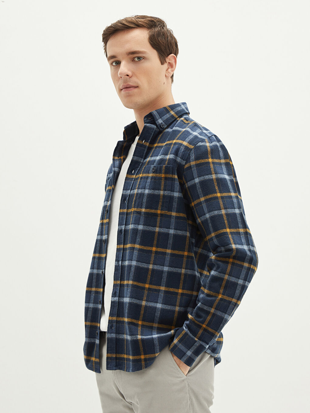 LCWAIKIKI Classic Regular Fit Long Sleeve Plaid Men's Flannel Shirt -W18119Z8-LN6
