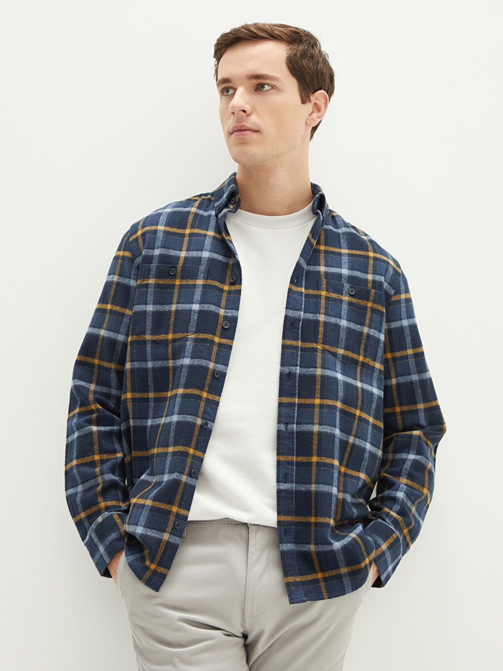LCWAIKIKI Classic Regular Fit Long Sleeve Plaid Men's Flannel Shirt -W18119Z8-LN6