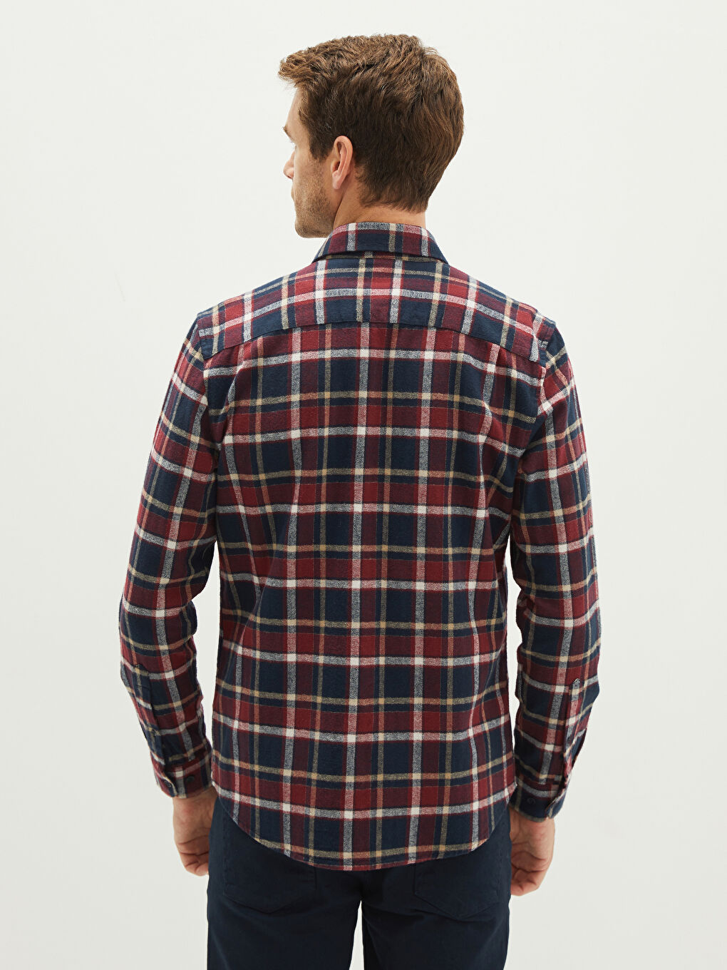 Regular Fit Long Sleeve Plaid Men's Flannel Shirt-4