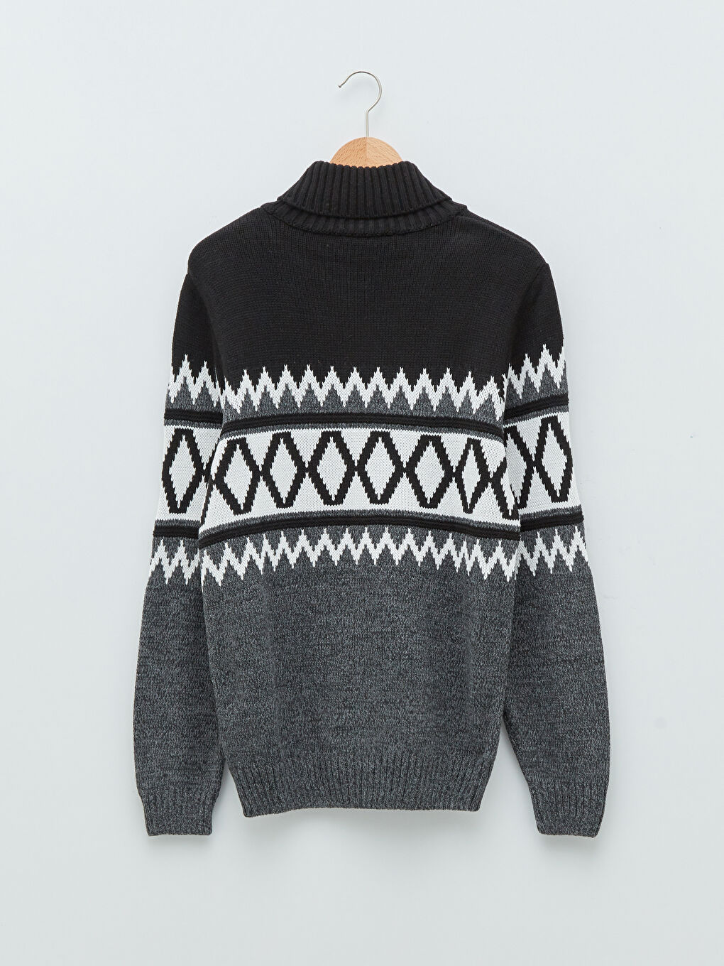 Rollkragen Langarm Gemusterter Herren Strickpullover-6