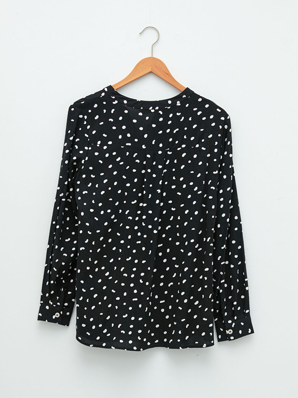 بلوزة كم طويل مطبوع ياقة بشق فيسكوز للسيدات-6