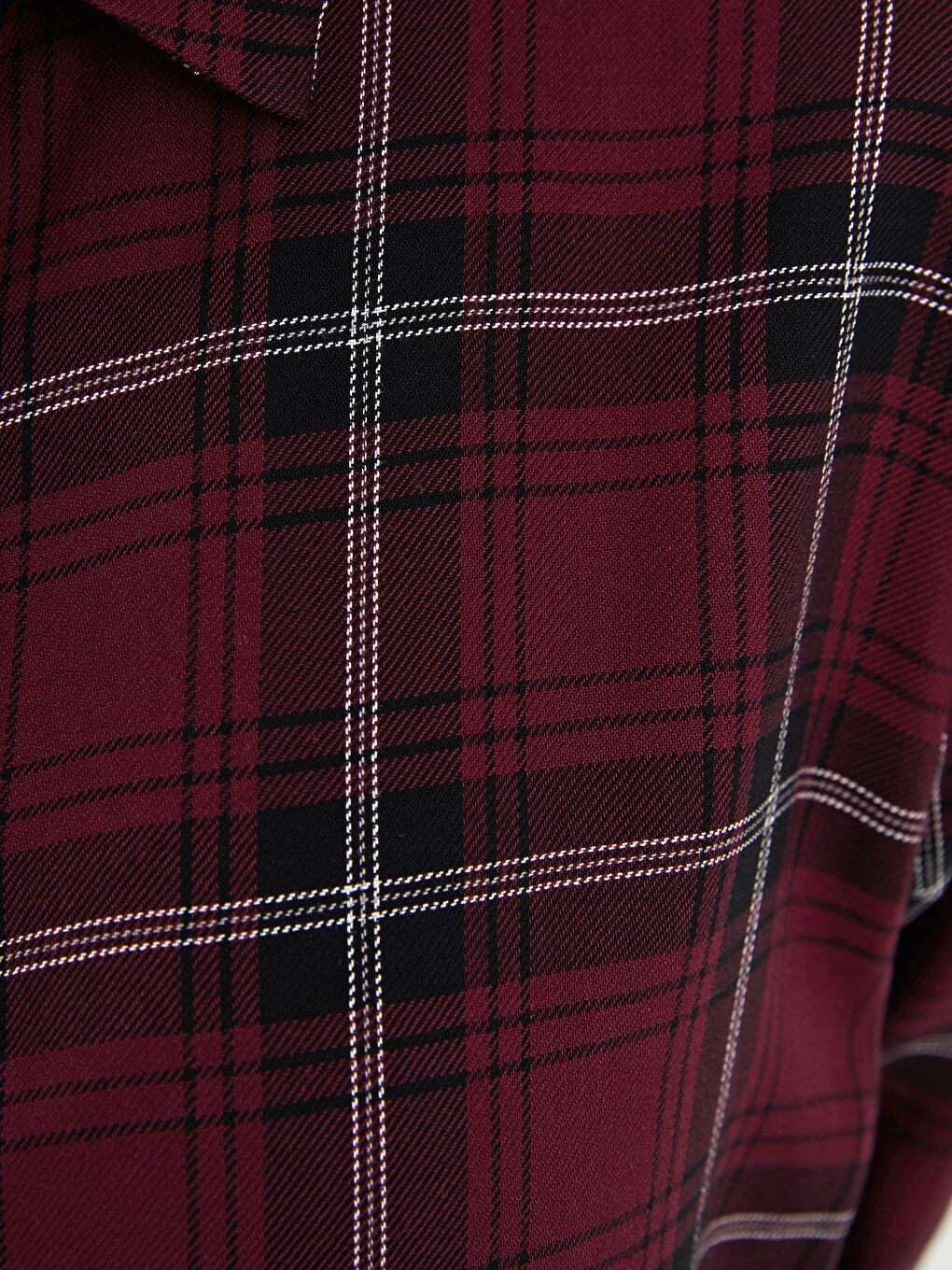 Buttoned Plaid Long Sleeve Viscose Women's Shirt-3