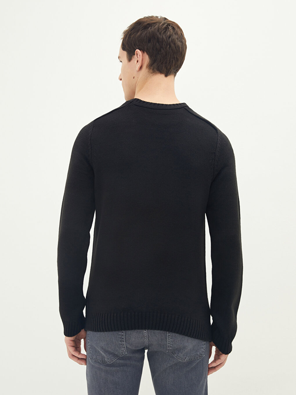 მრგვალი საყელო გრძელმკლავიანი მამაკაცის ტრიკოტაჟის სვიტერი-4