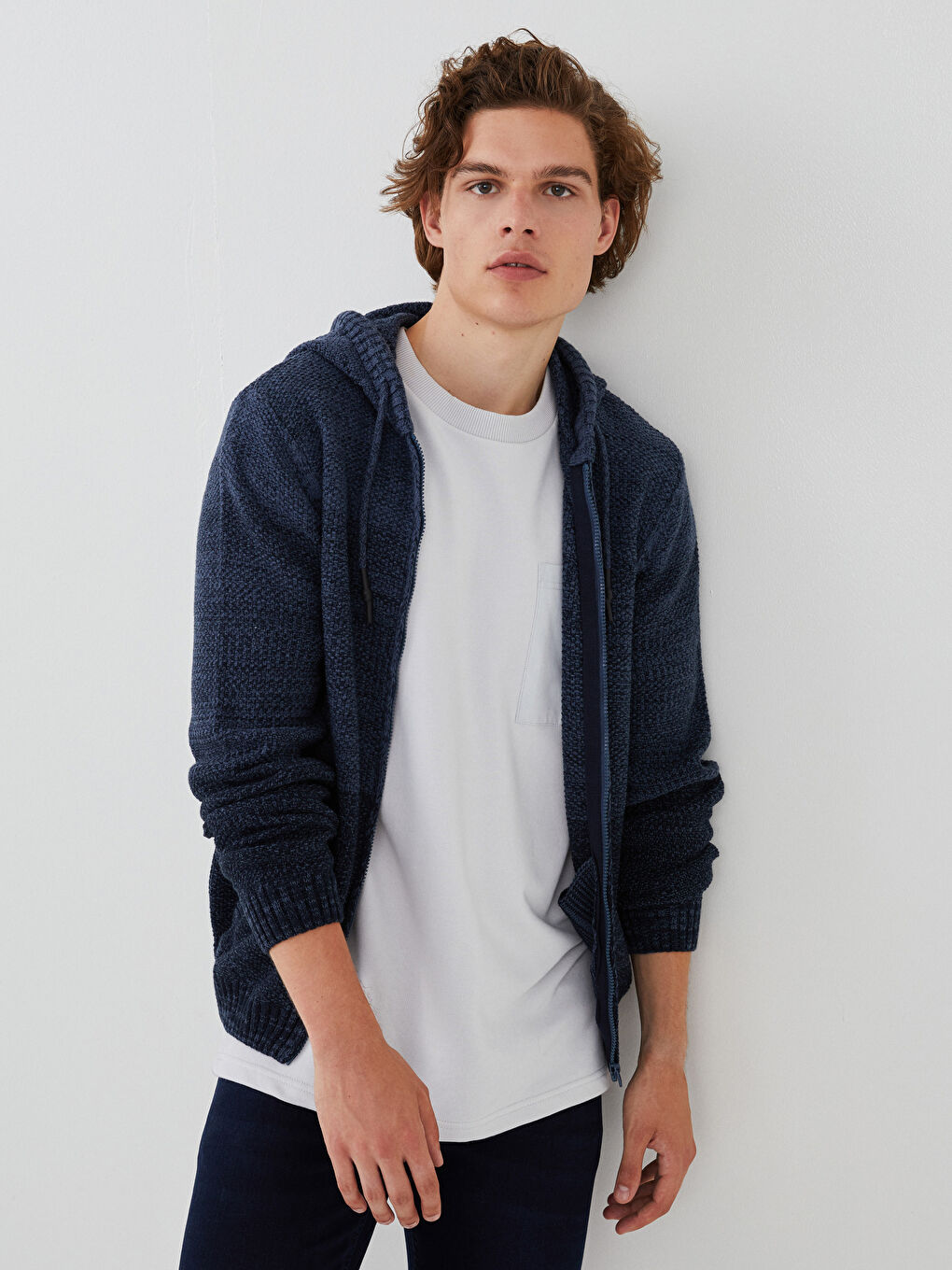 Slim Fit Hooded Long Sleeve Men's Knitwear Cardigan-1