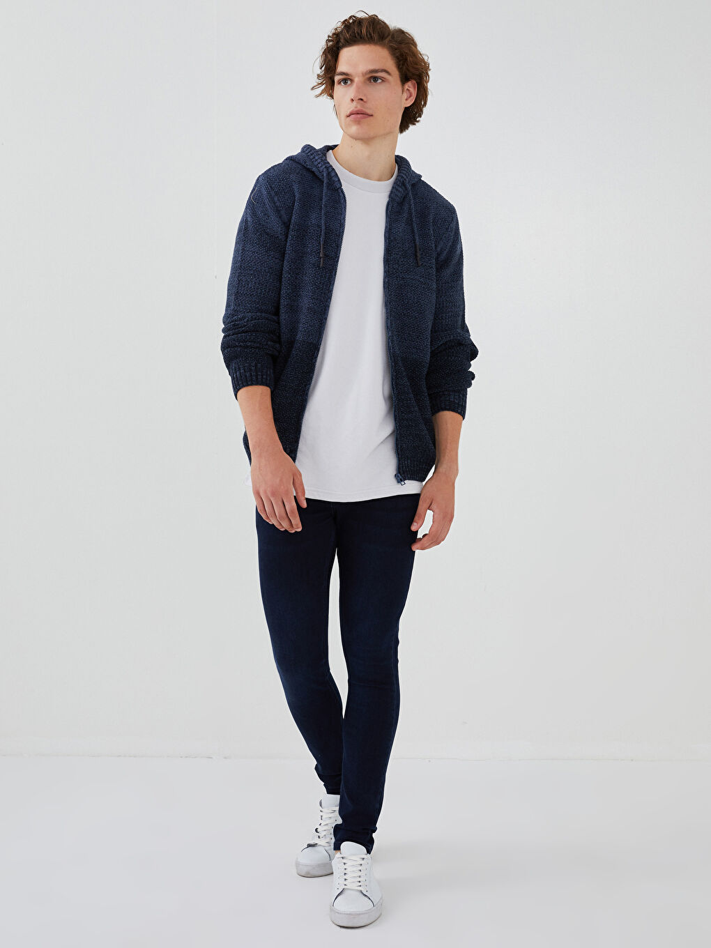 Slim Fit Hooded Long Sleeve Men's Knitwear Cardigan-2