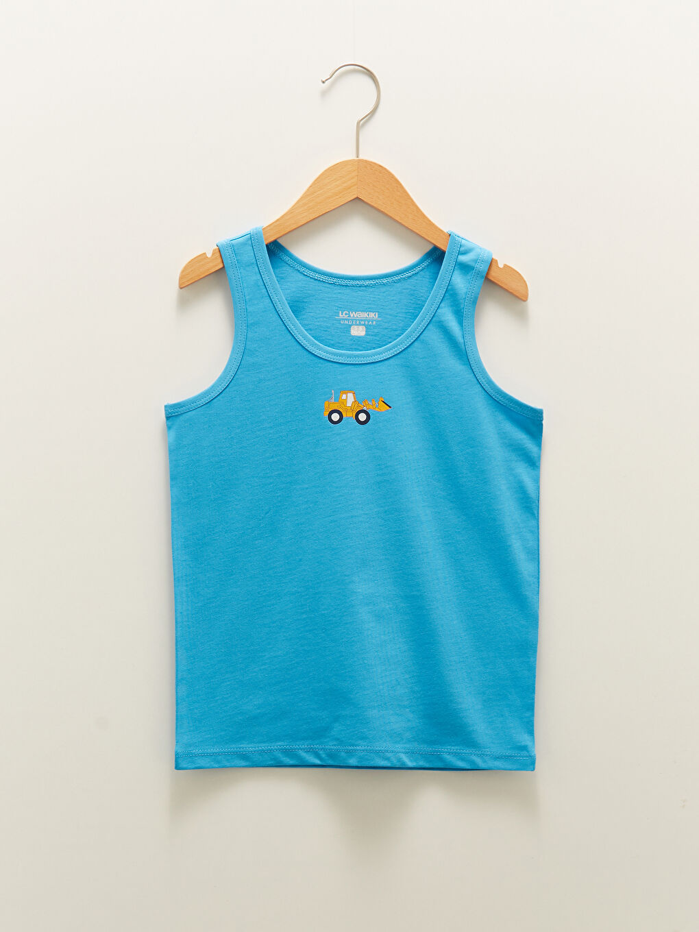 Beyaz Bisiklet Yaka Baskılı Pamuklu Erkek Çocuk Atlet 2'li-1