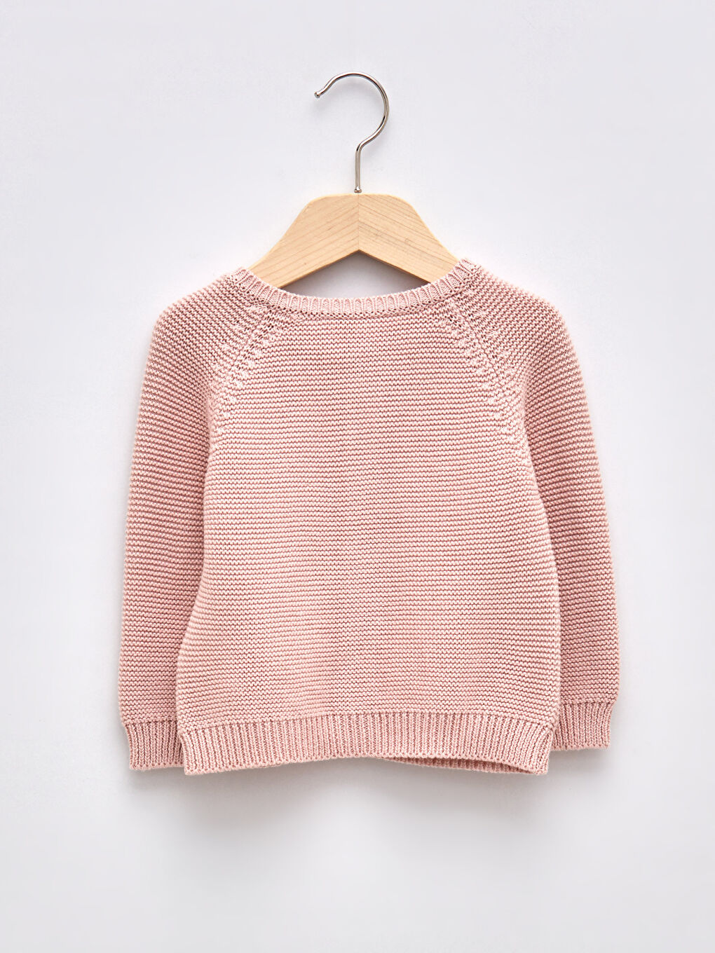 Pembe Bisiklet Yaka Uzun Kol Basic Kız Bebek Triko Hırka-1