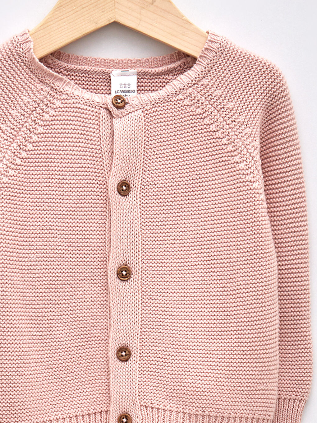 Pembe Bisiklet Yaka Uzun Kol Basic Kız Bebek Triko Hırka-2