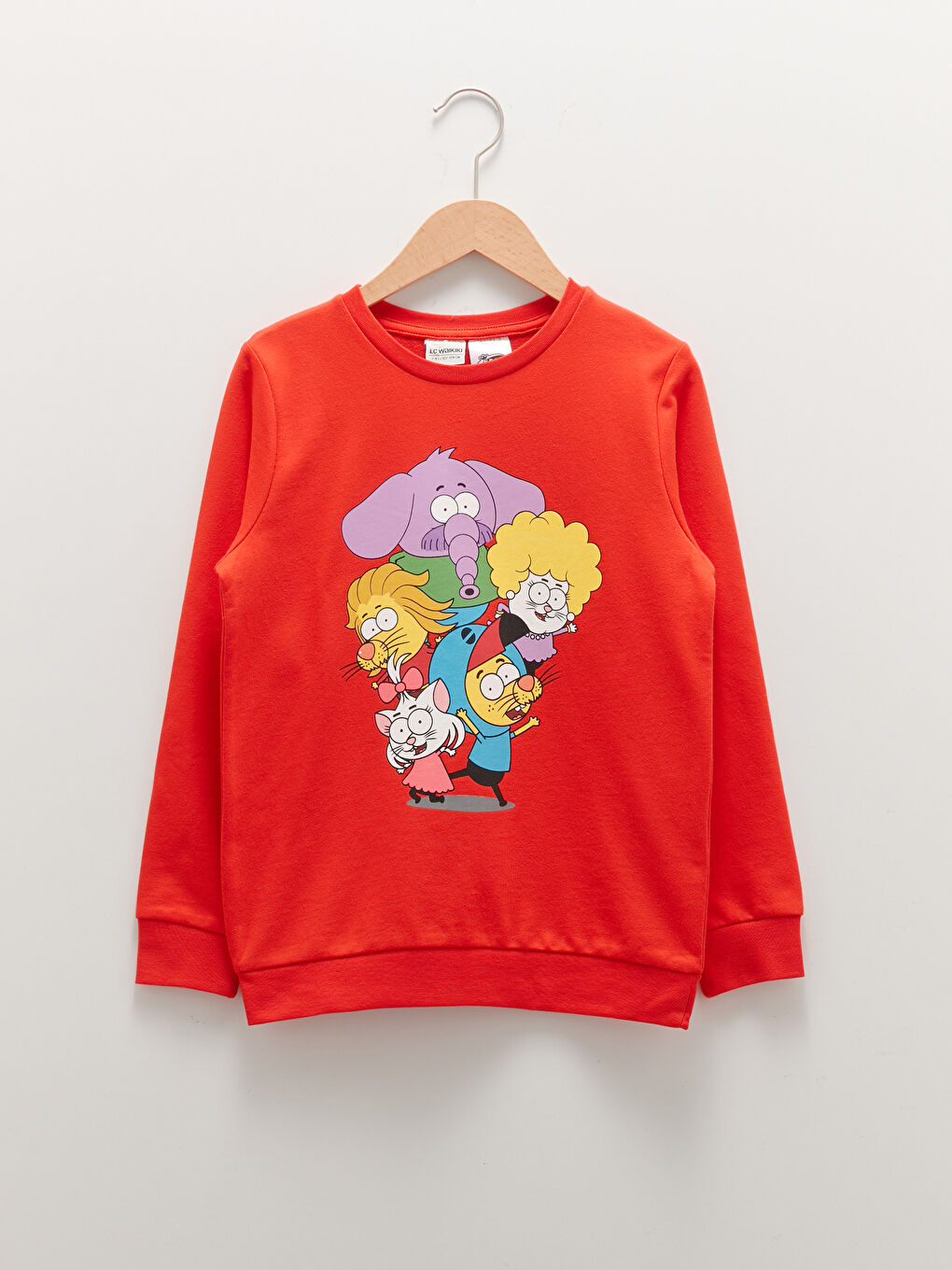 Kırmızı Bisiklet Yaka Kral Şakir Baskılı Uzun Kollu Erkek Çocuk Sweatshirt